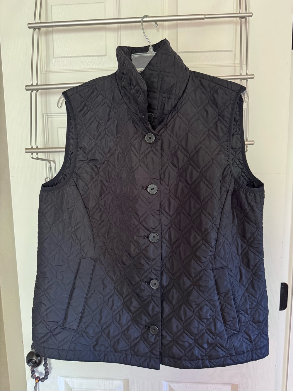 Lands' End Black Quilted Vest